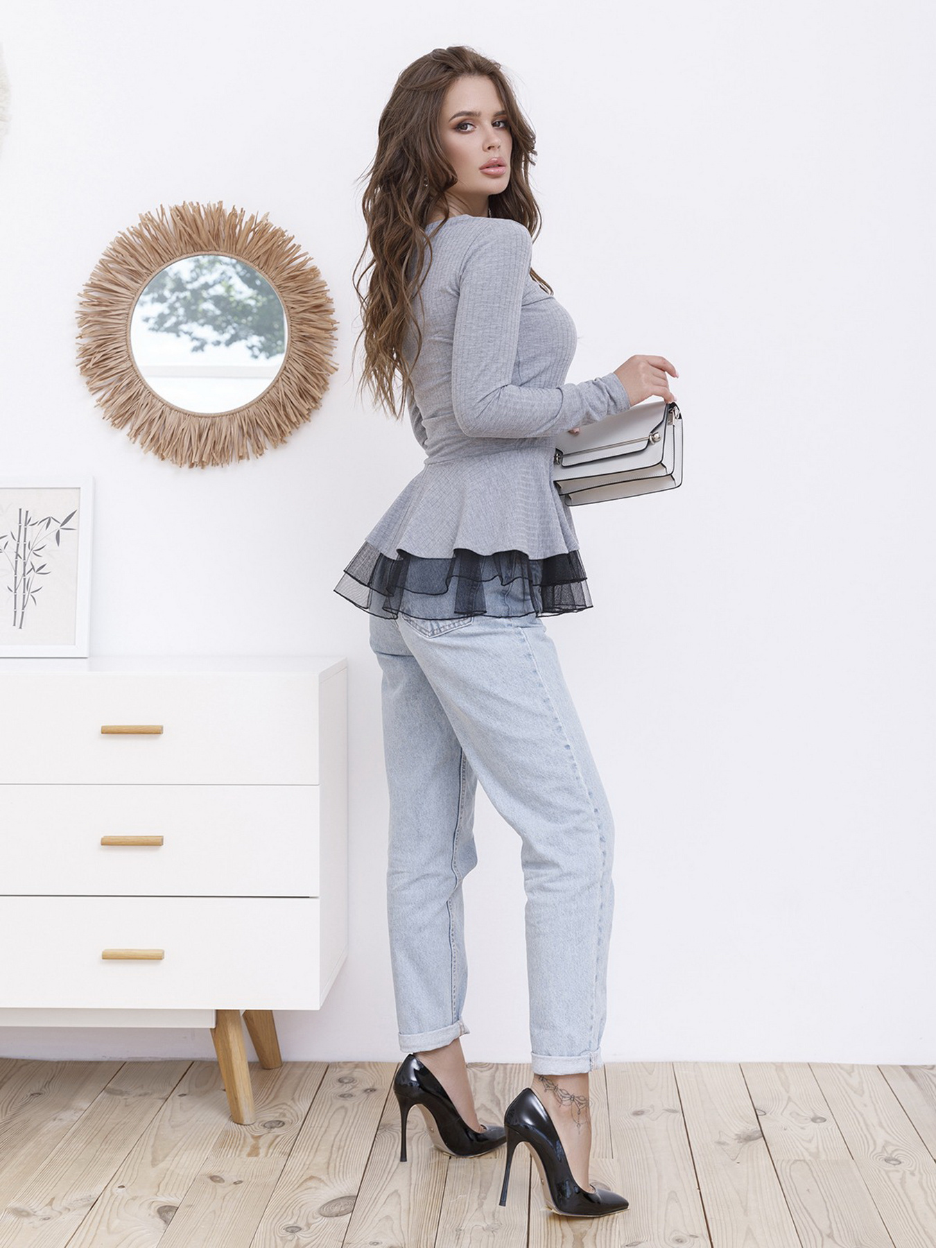 Джемпер ISSA Plus модель SA-3_grey Фото