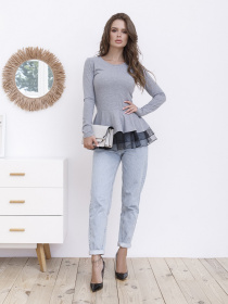 Джемпер ISSA Plus модель SA-3_grey Фото