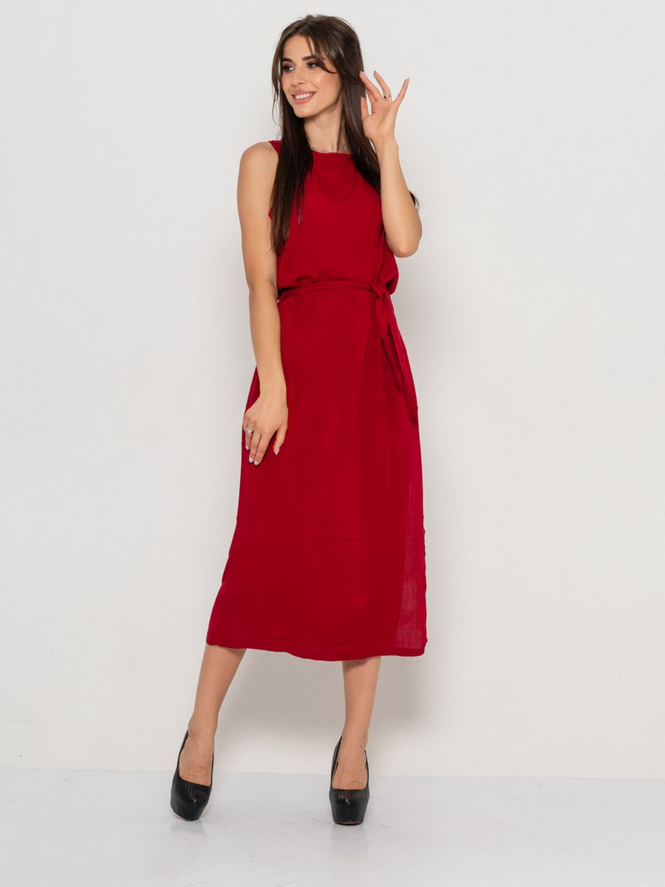 Сарафан ISSA Plus модель 10885_burgundy Фото