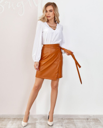 Юбка мини ISSA Plus модель 12541_mustard Фото