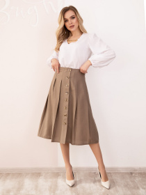 Юбка миди ISSA Plus модель SA-188_beige Юбка миди ISSA Plus модель SA-188_beige Фото