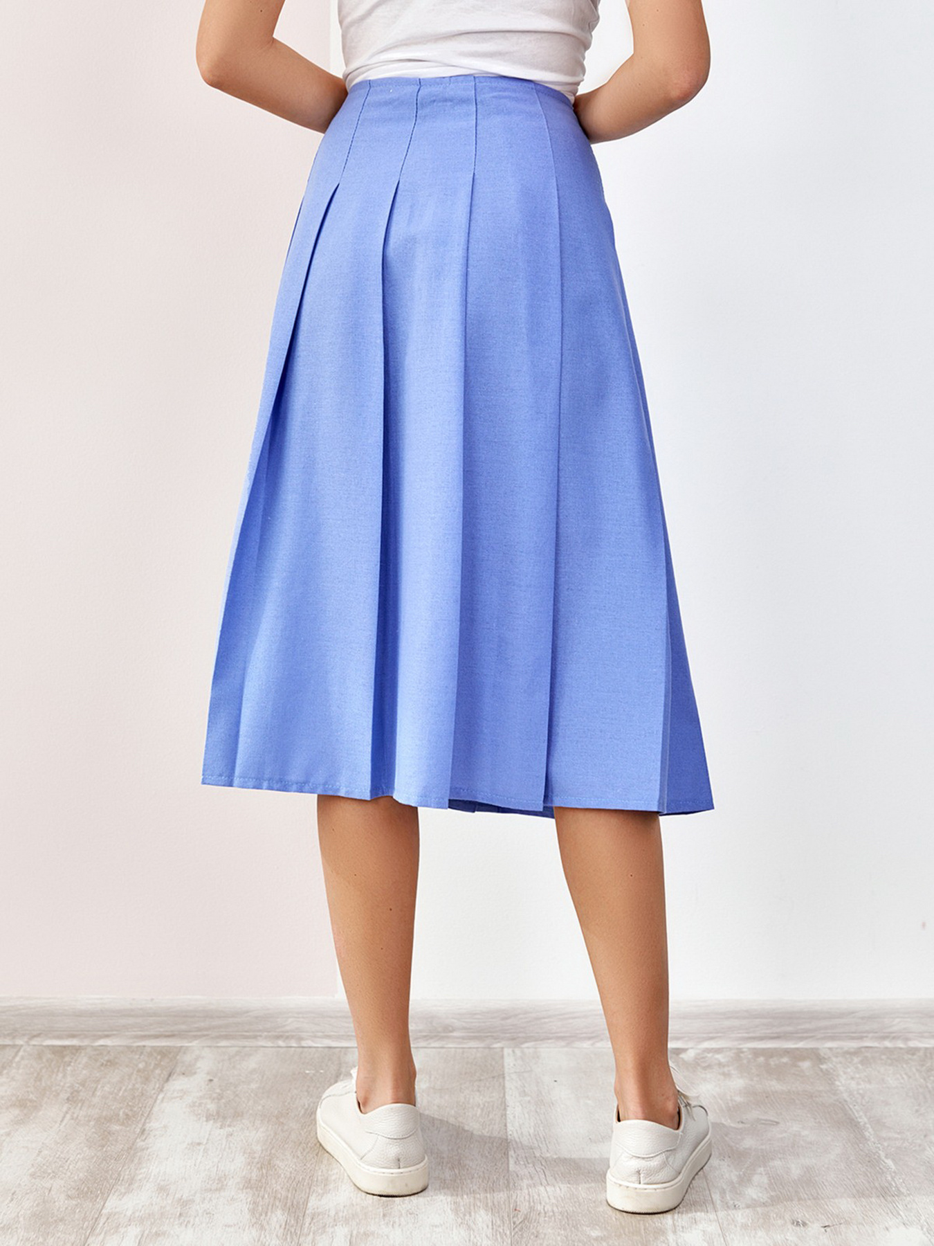 Юбка миди ISSA Plus модель SA-188_blue Юбка миди ISSA Plus модель SA-188_blue Фото