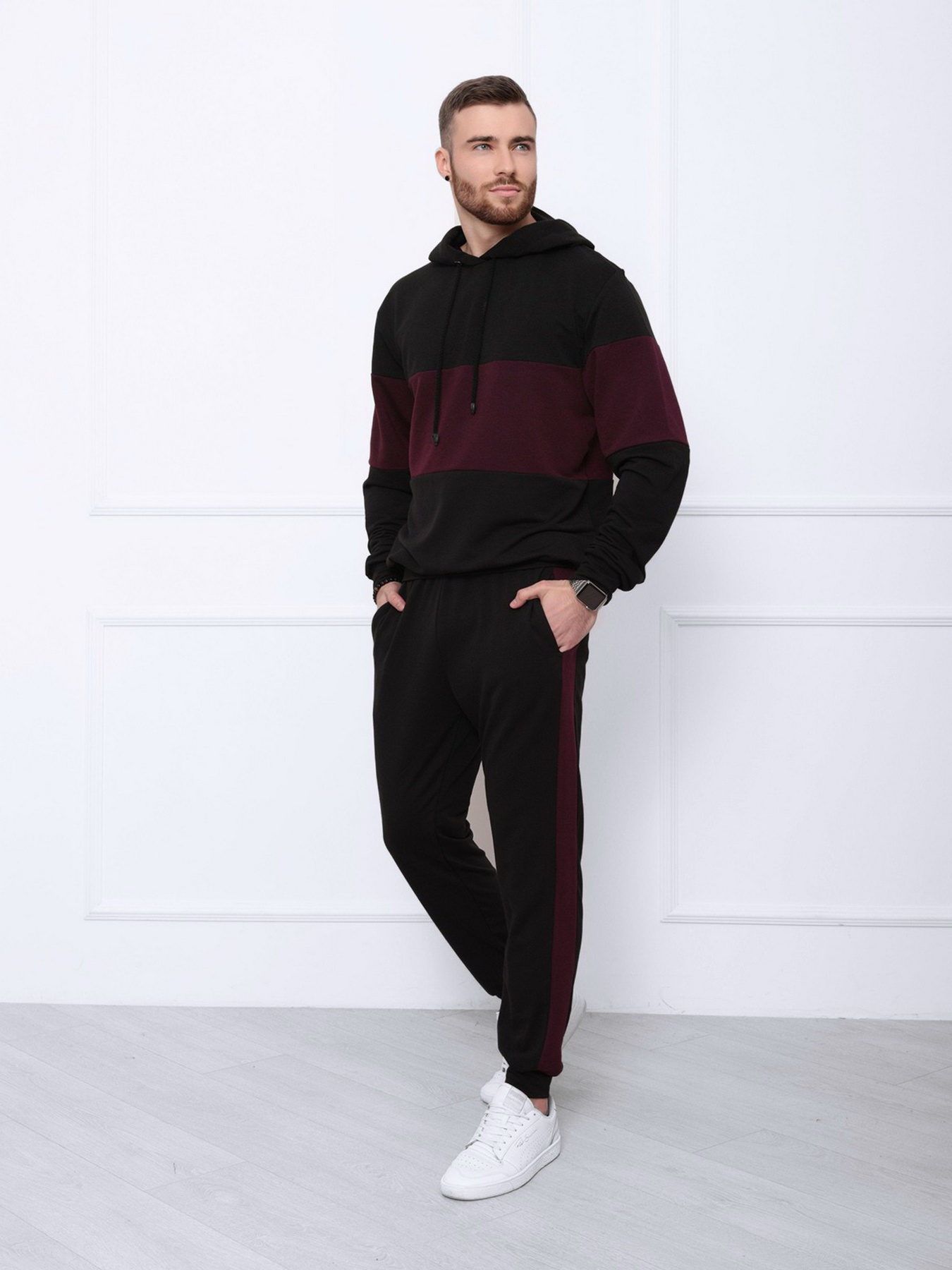 Спортивный костюм ISSA Plus модель GN-421_blackburgundy Спортивный костюм ISSA Plus модель GN-421_blackburgundy Фото