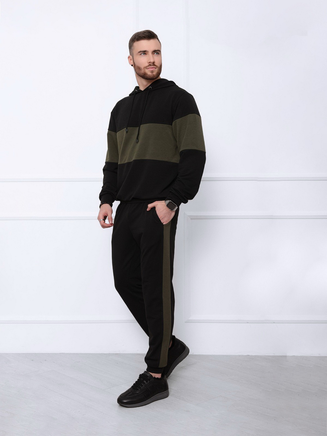 Спортивний костюм ISSA Plus модель GN-421_blackkhaki Фото