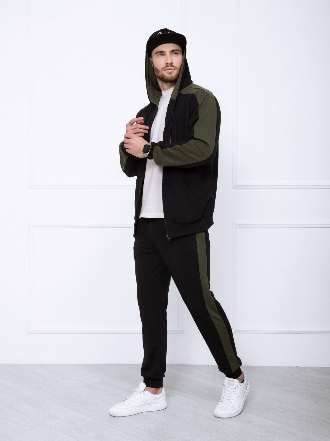 Спортивный костюм ISSA Plus модель GN-422_blackkhaki Фото