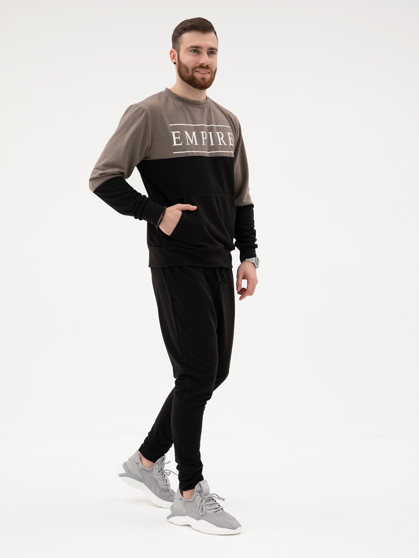 Спортивний костюм ISSA Plus модель SG-19_blackkhaki Фото