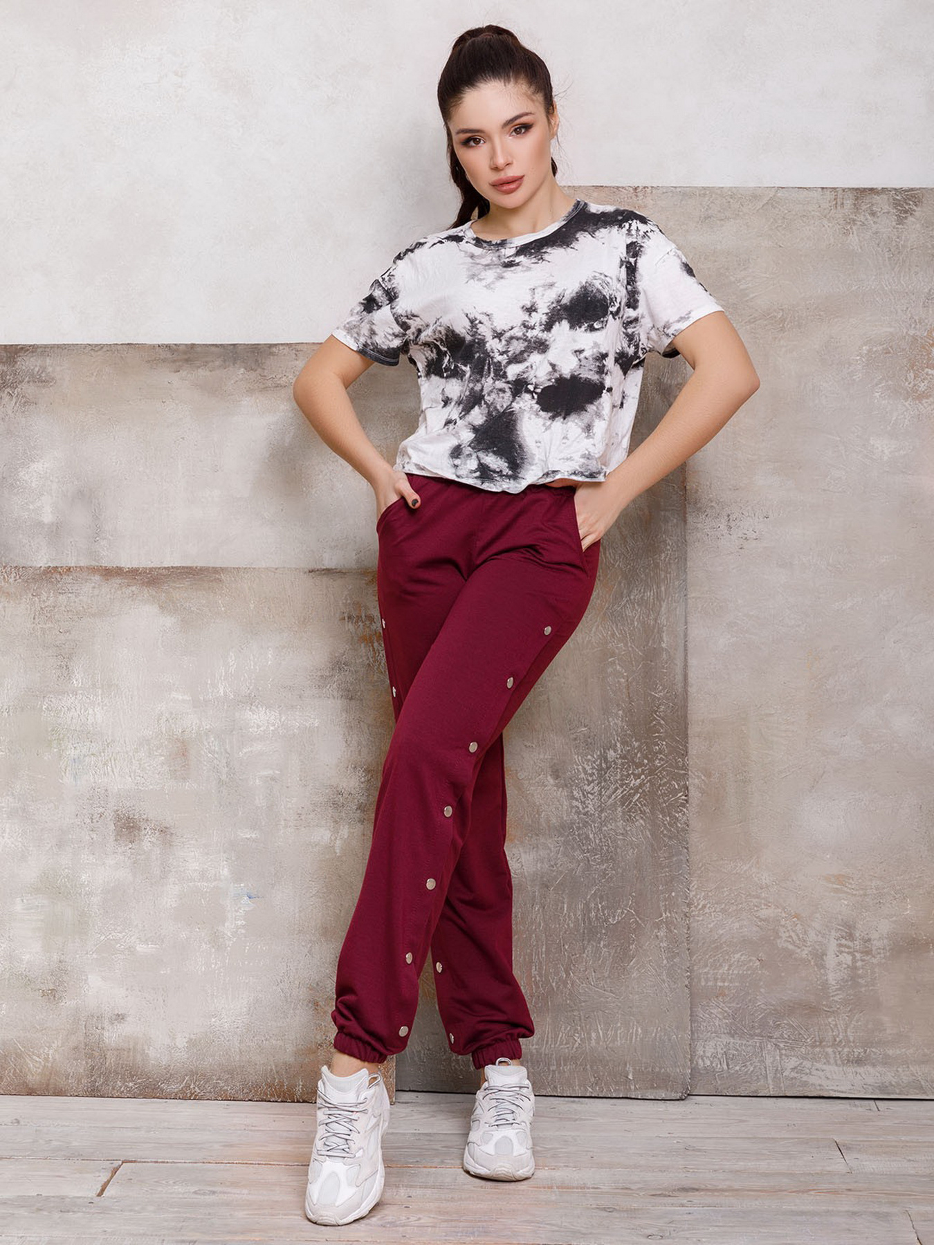 Штаны спортивные ISSA Plus модель SA-109_burgundy Фото