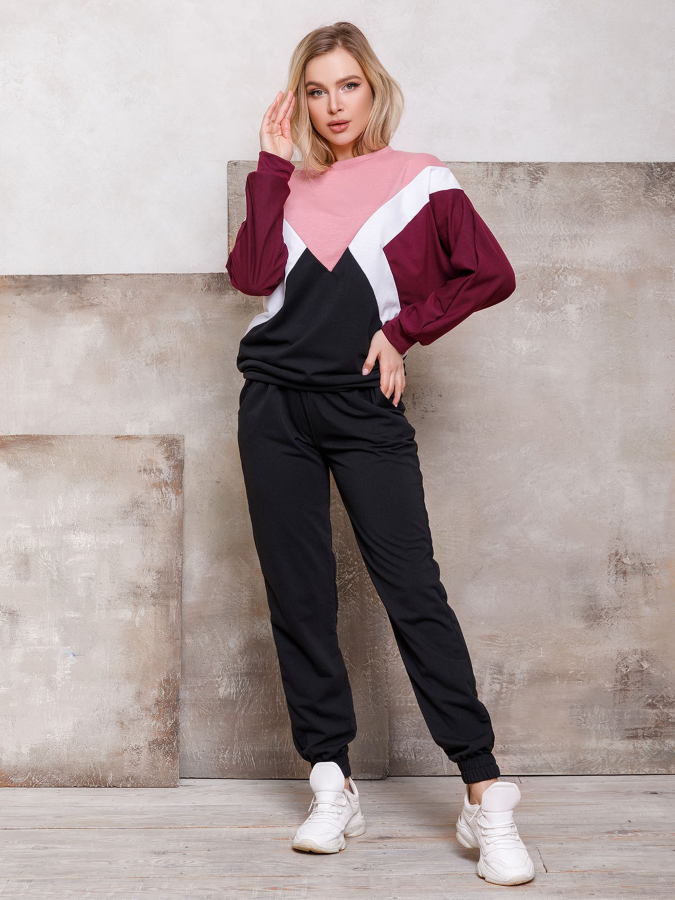 Спортивный костюм ISSA Plus модель SA-107_blackburgundy Фото