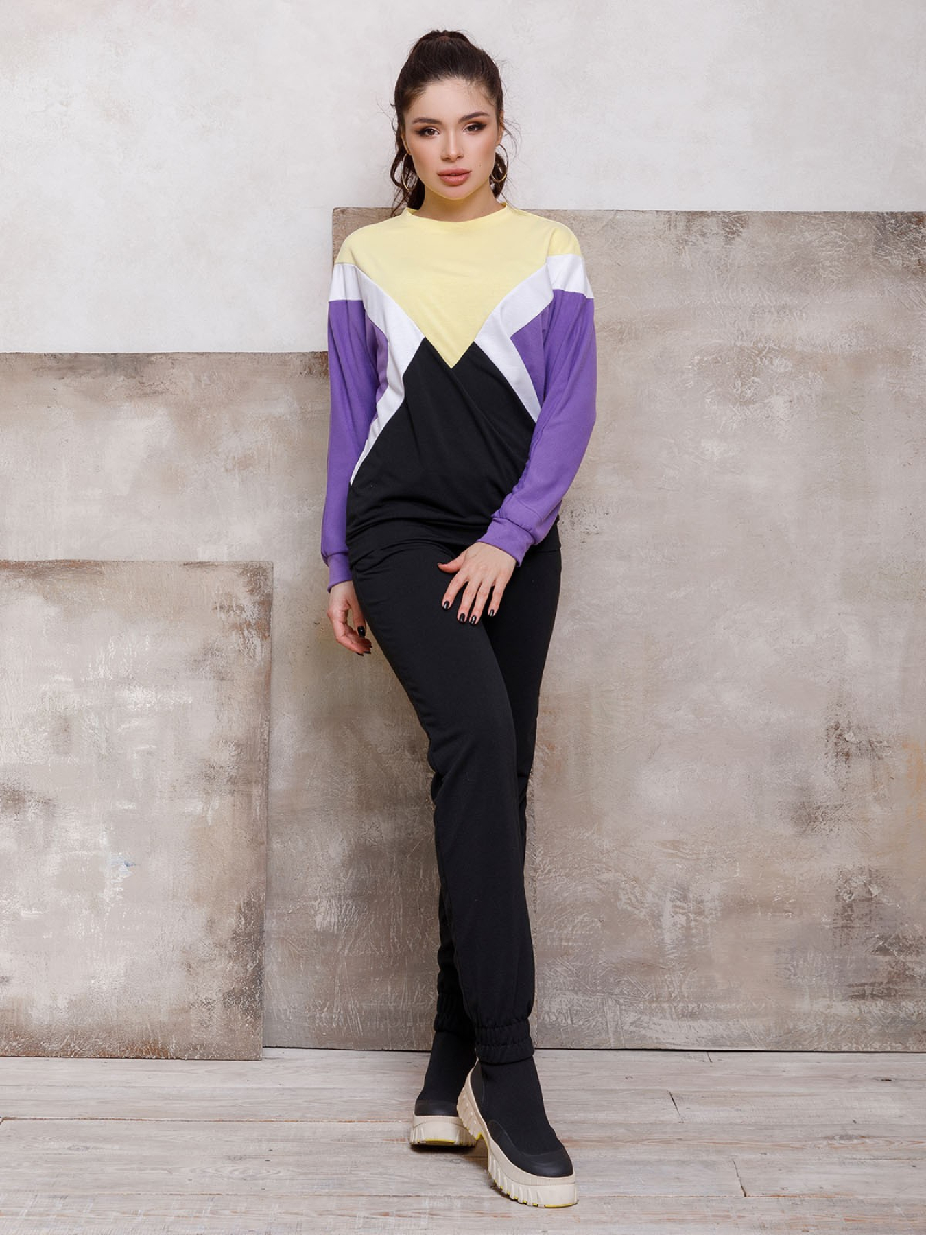 Спортивний костюм ISSA Plus модель SA-107_blackpurple Фото