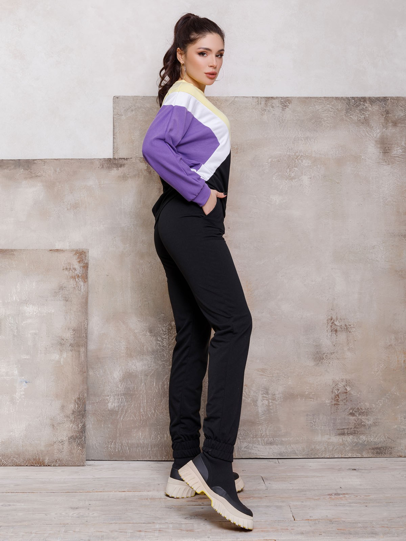 Спортивный костюм ISSA Plus модель SA-107_blackpurple Фото