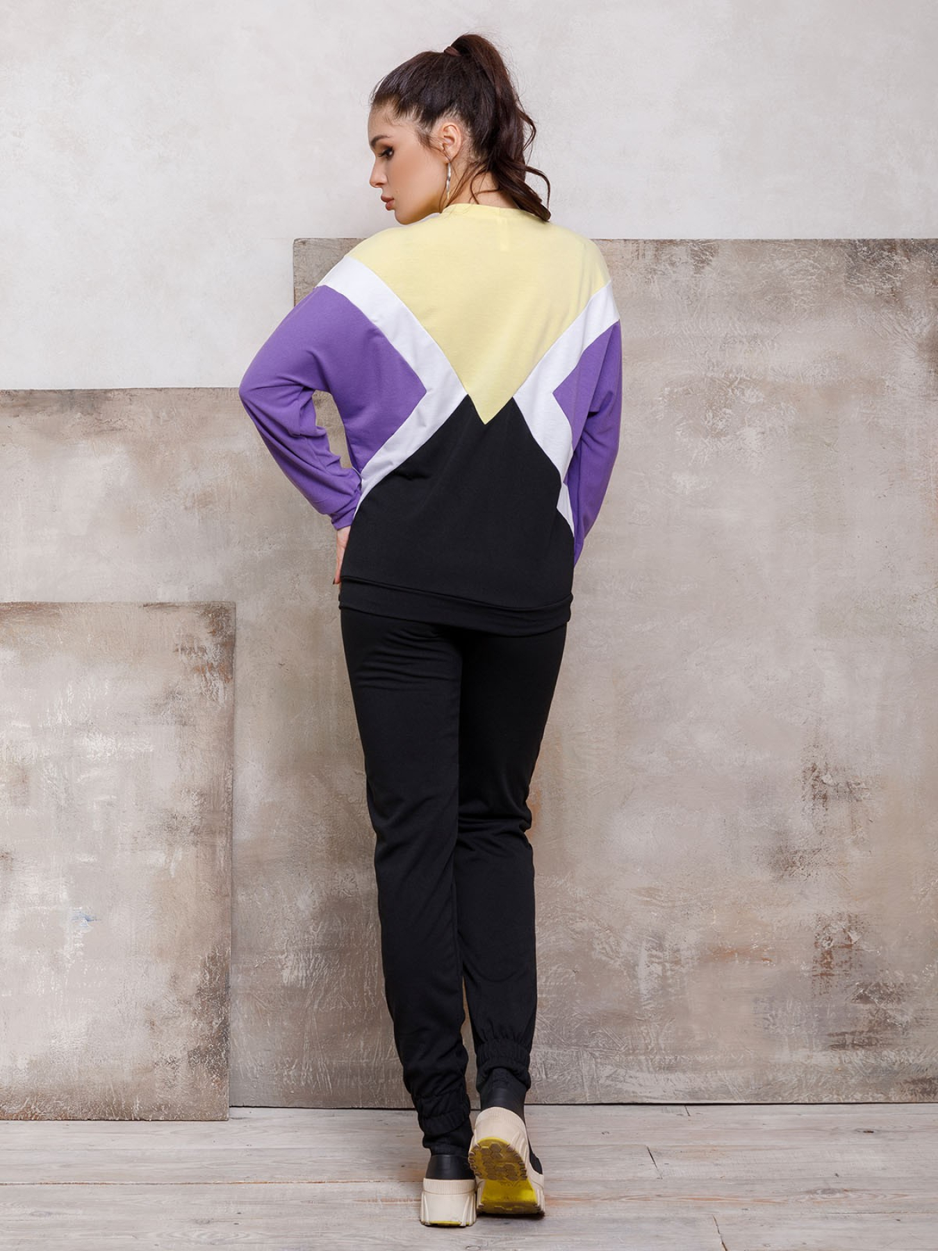 Спортивный костюм ISSA Plus модель SA-107_blackpurple Фото