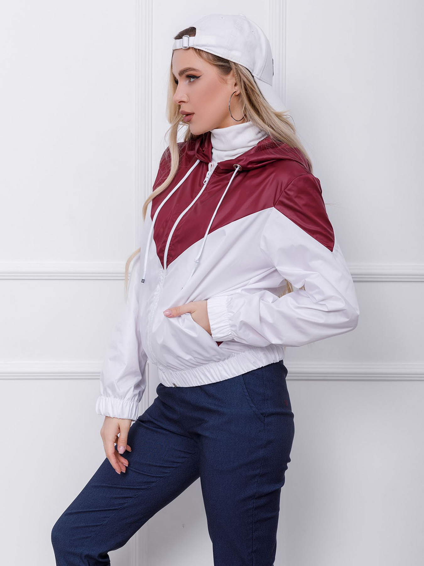 Вітровка ISSA Plus модель SA-122_whiteburgundy Фото