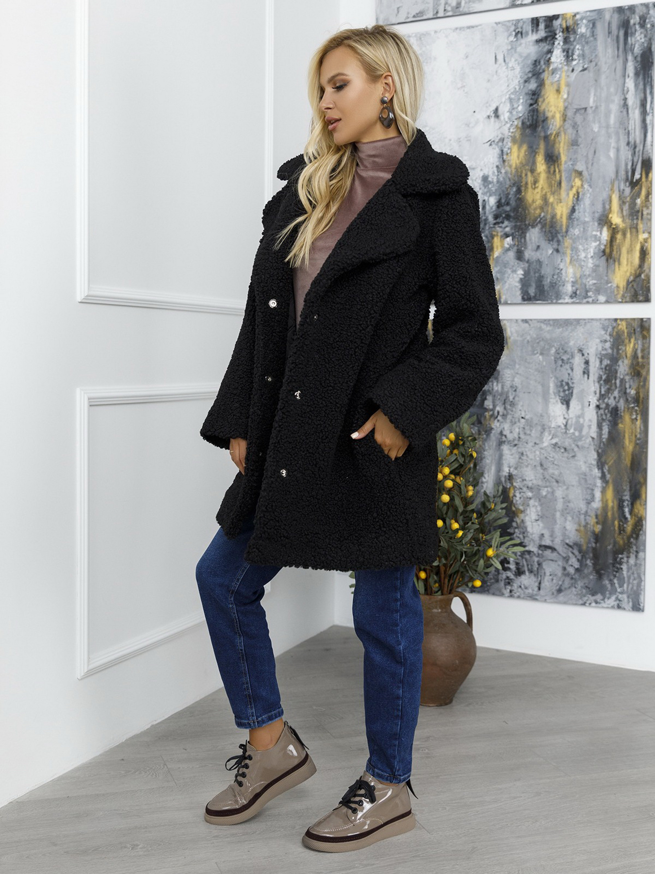 Пальто ISSA Plus модель 12262_black Пальто ISSA Plus модель 12262_black Фото