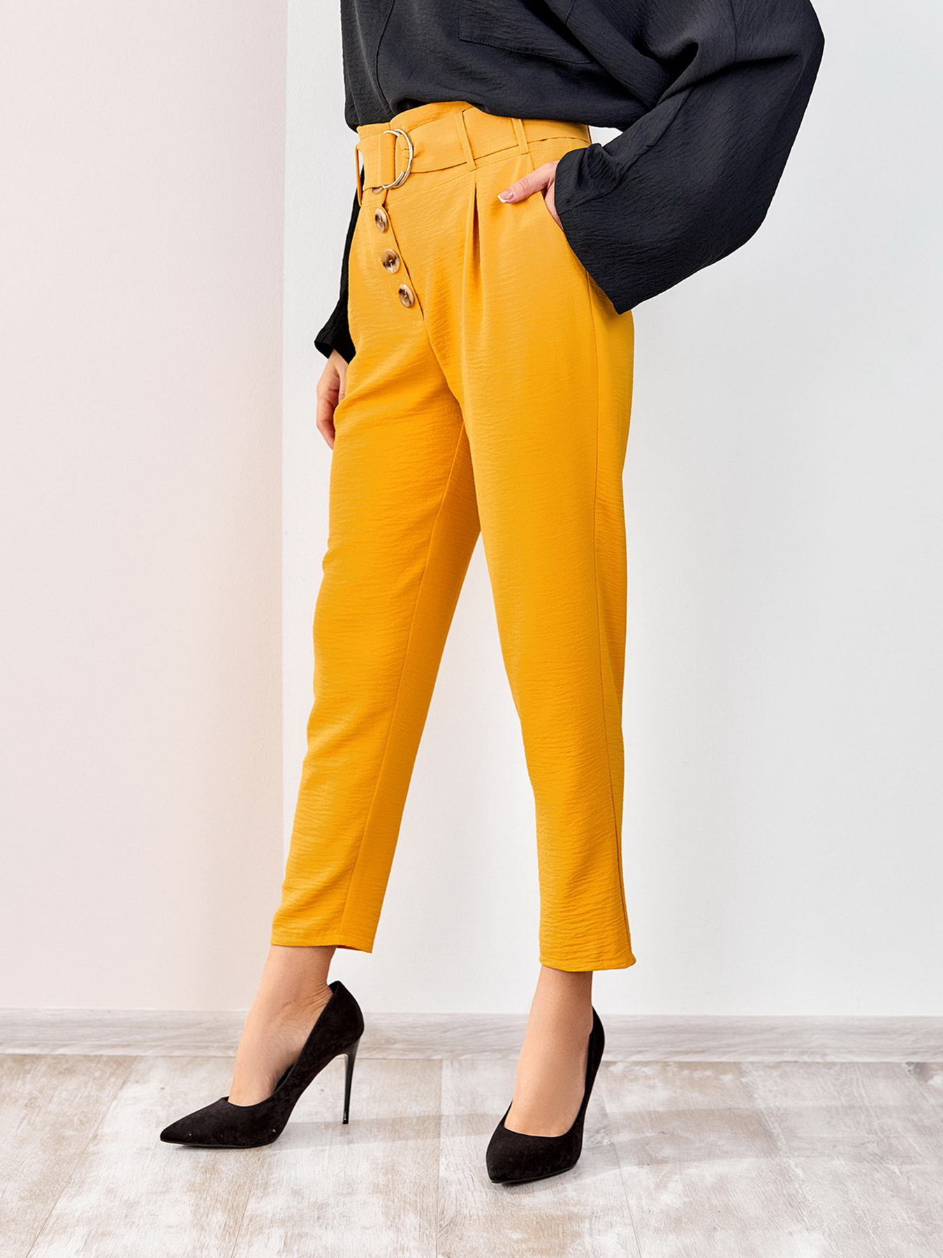 Повседневные штаны ISSA Plus модель SA-178_mustard Фото