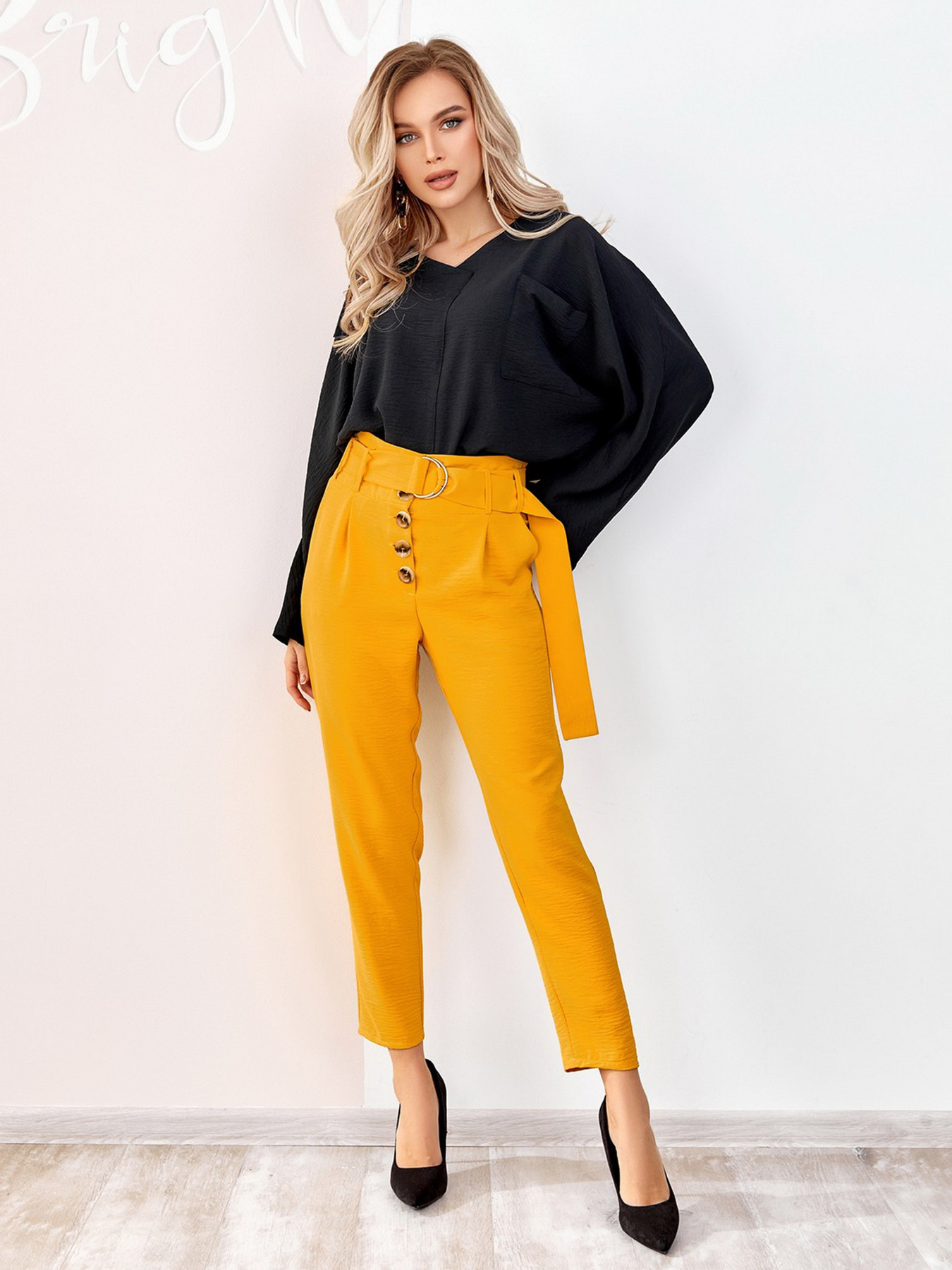 Повседневные штаны ISSA Plus модель SA-178_mustard Фото