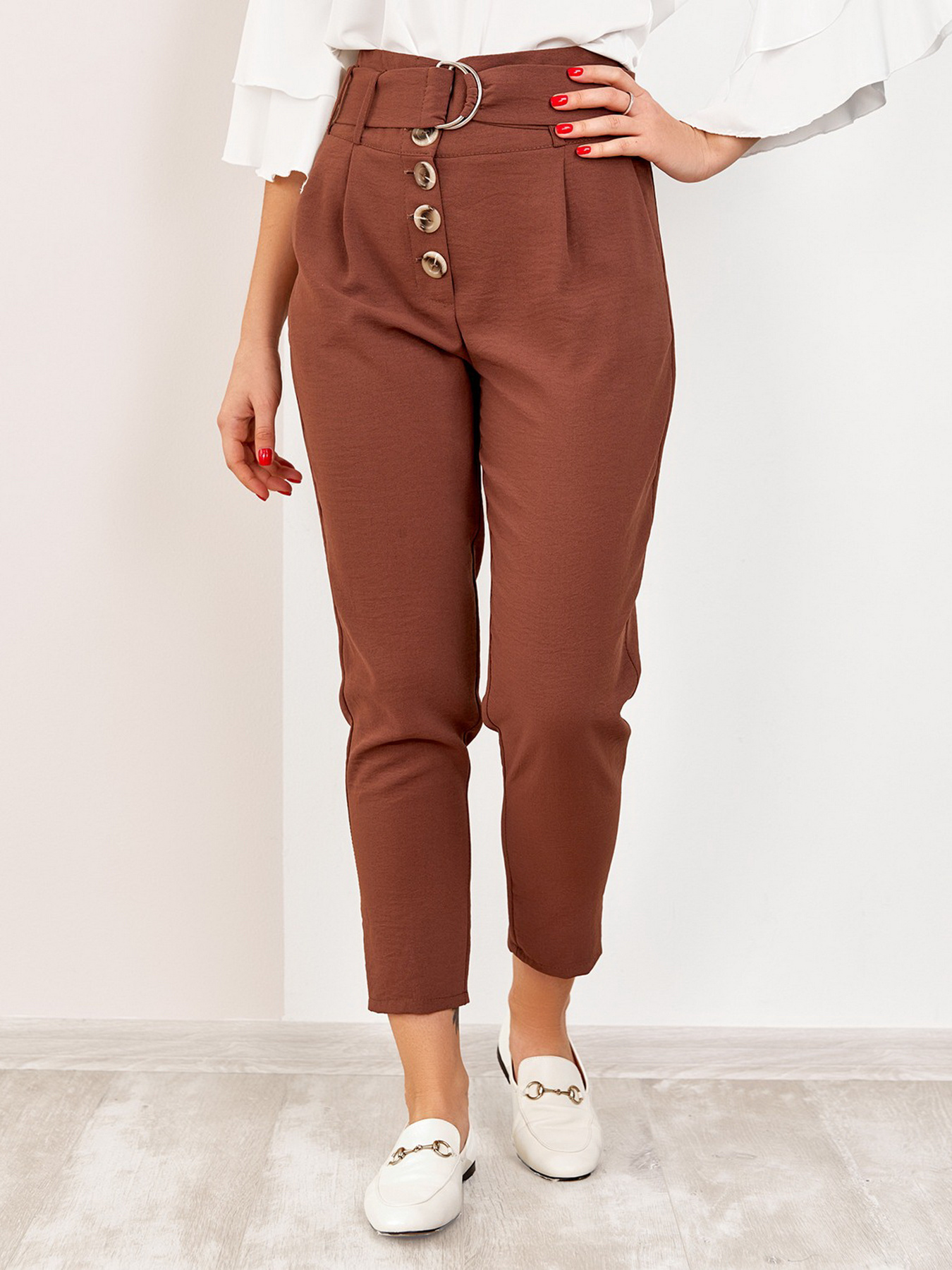 Штани повсякденні ISSA Plus модель SA-178_brown Фото