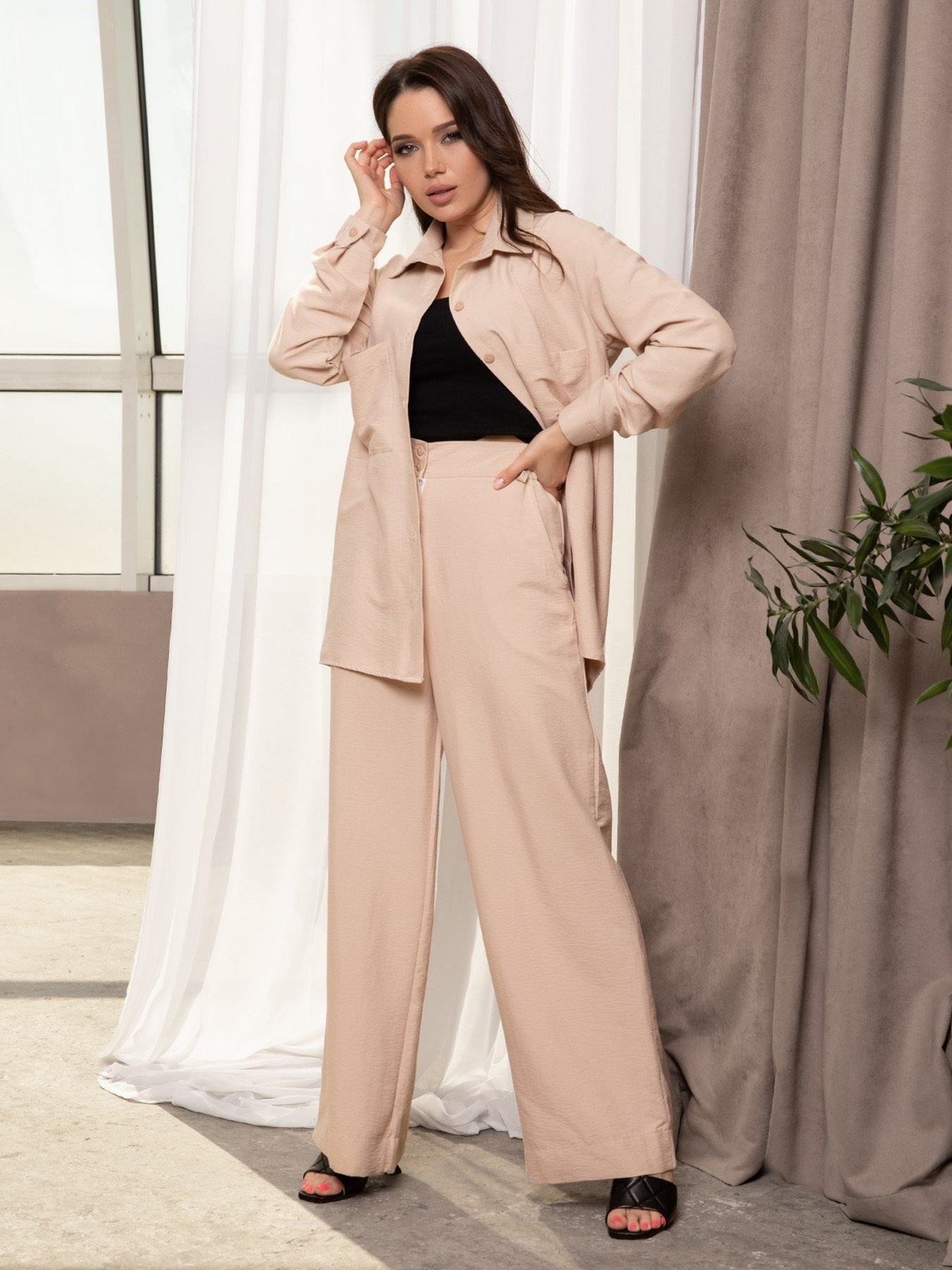 Повседневный костюм ISSA Plus модель 12718_beige Повседневный костюм ISSA Plus модель 12718_beige Фото