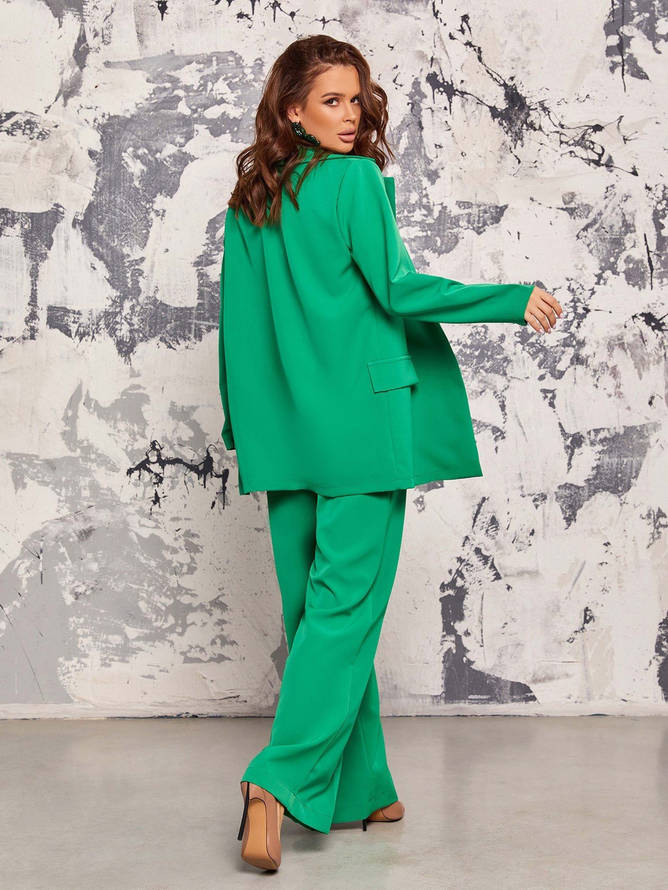 Діловий костюм ISSA Plus модель 12932_green Діловий костюм ISSA Plus модель 12932_green Фото