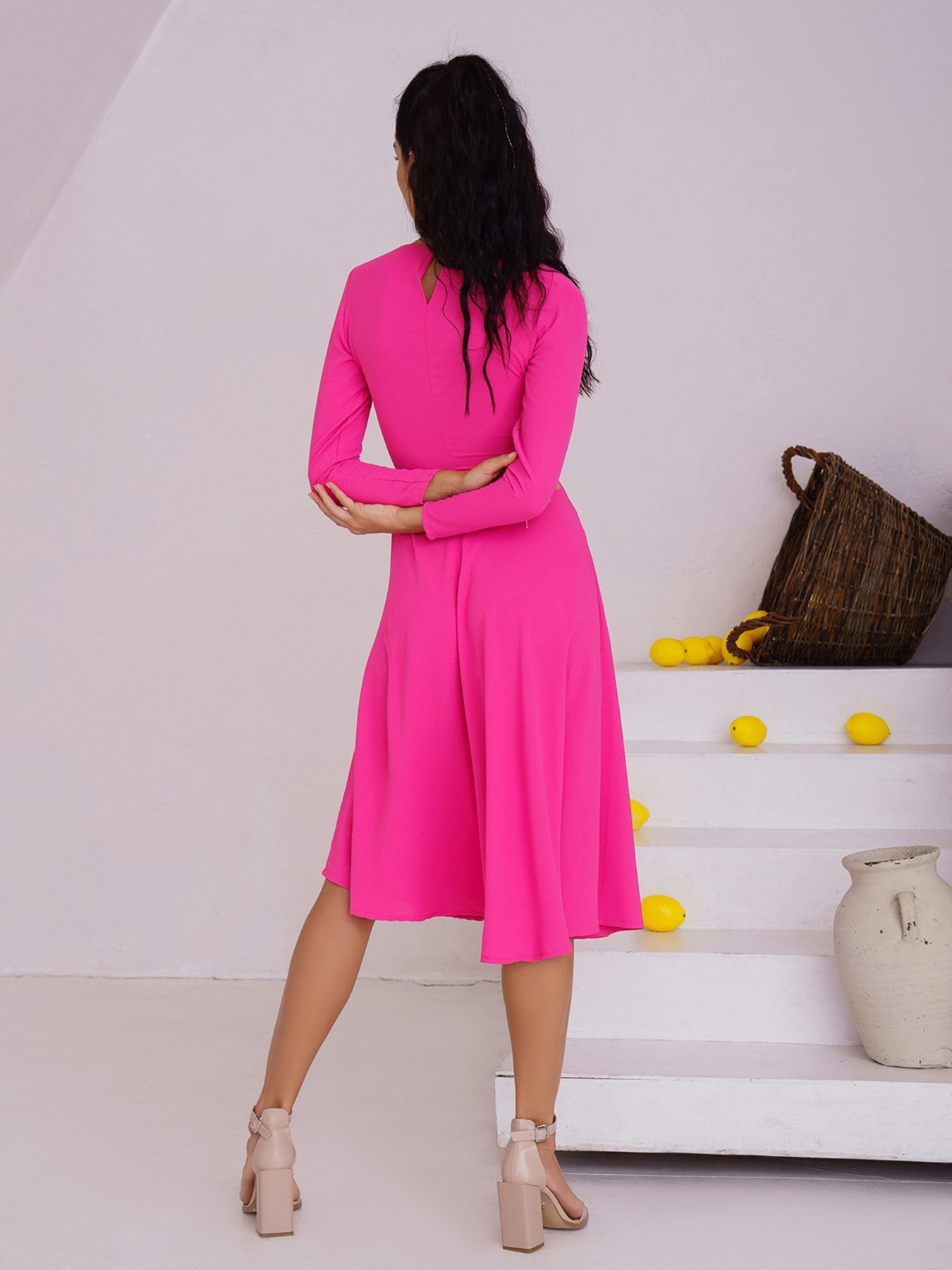 Платье миди ISSA Plus модель 13475_raspberry Фото