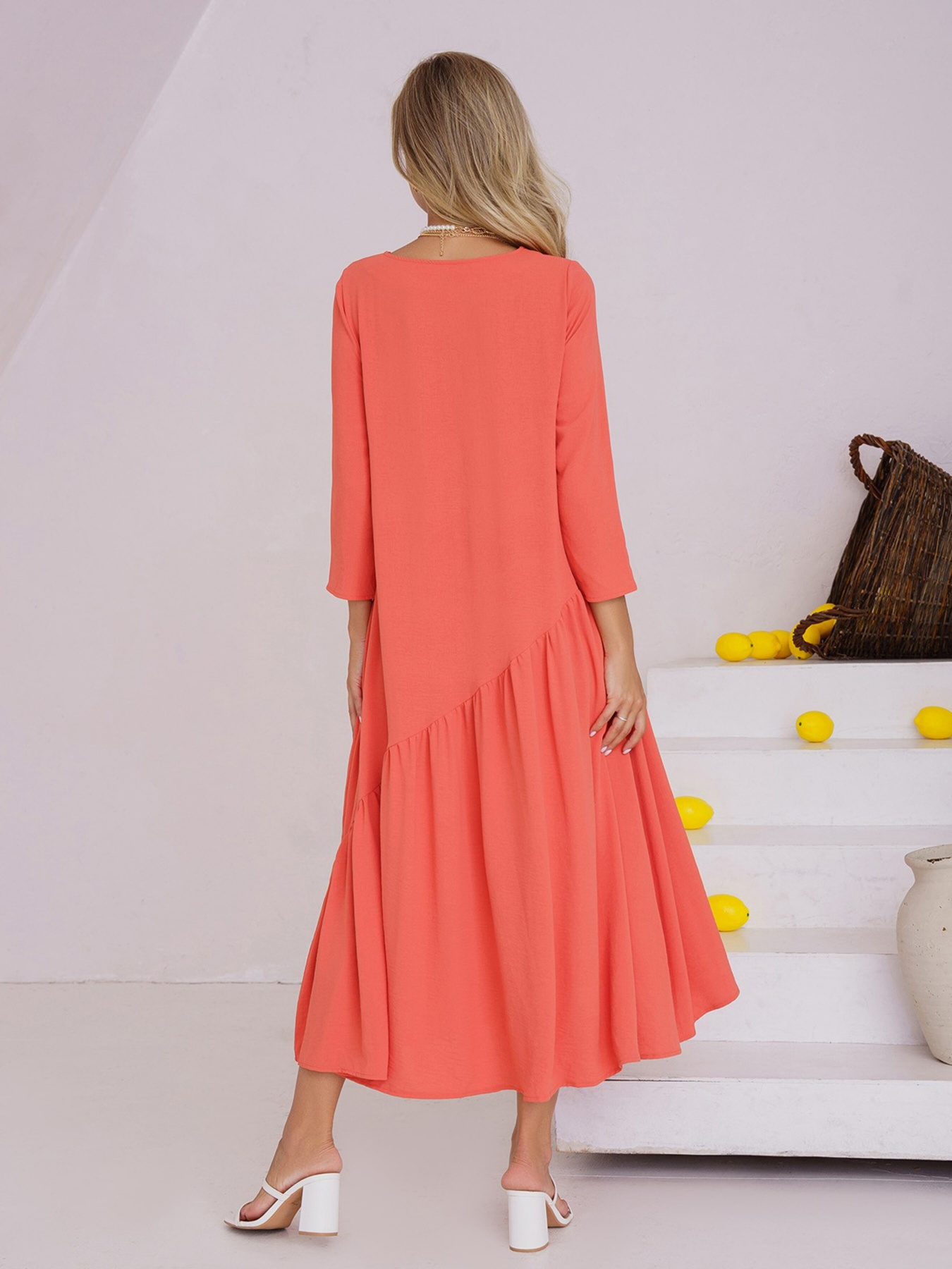 Платье миди ISSA Plus модель 13487_coral Фото