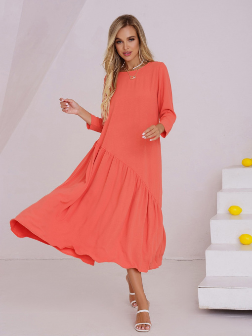 Платье миди ISSA Plus модель 13487_coral Фото