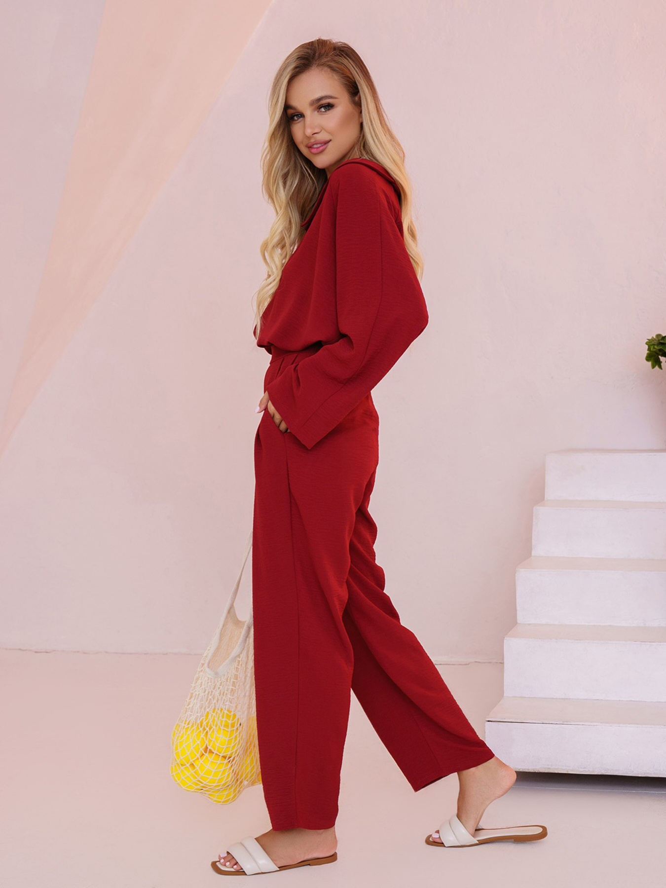 Повсякденний костюм ISSA Plus модель 13519_bordovy Фото