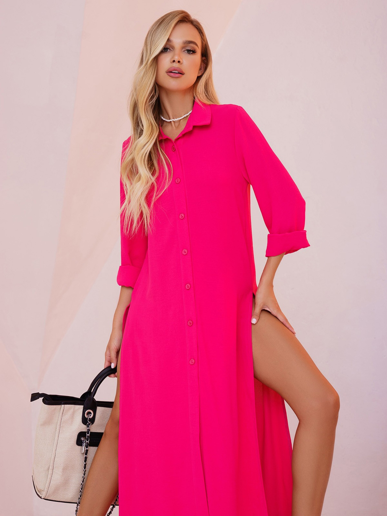 Сукня максі ISSA Plus модель 13521_raspberry Фото