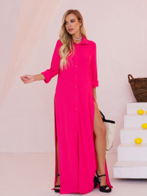 Сукня максі ISSA Plus модель 13521_raspberry Фото