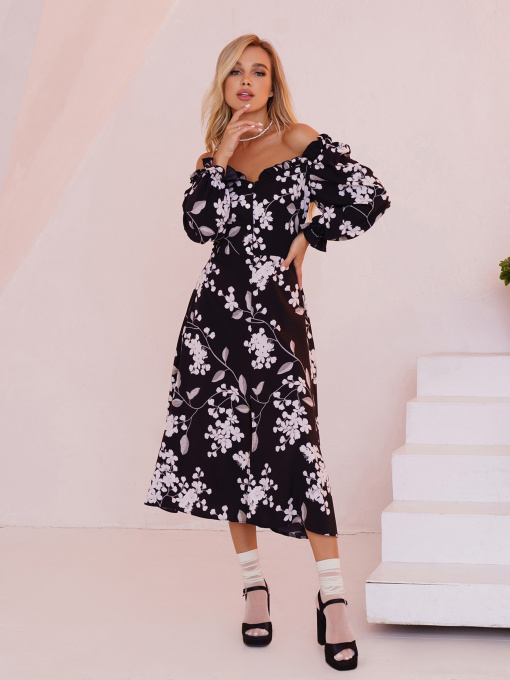 Платье миди ISSA Plus модель SA-371_black Фото