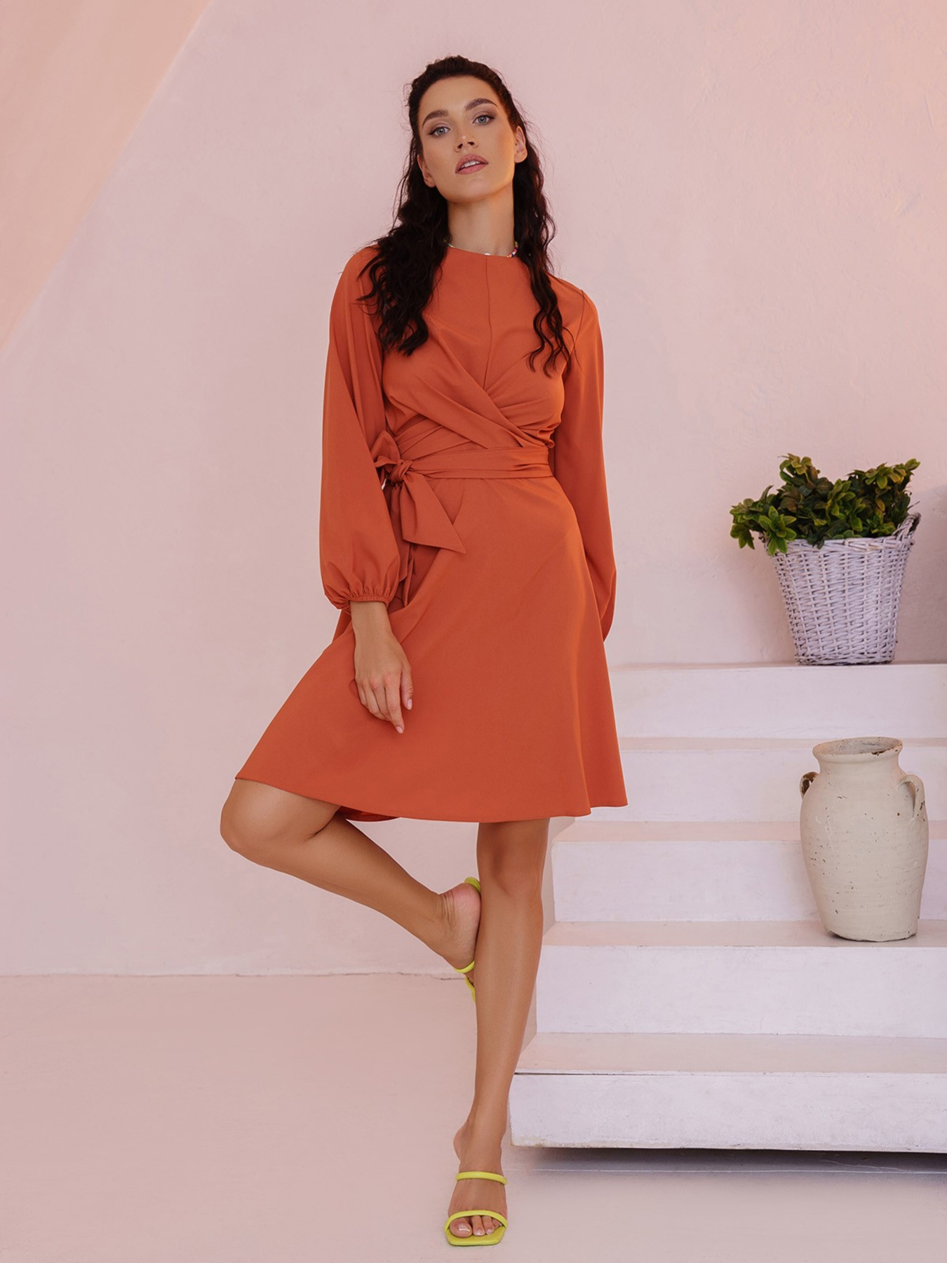 Платье мини ISSA Plus модель SA-396_terracotta Фото