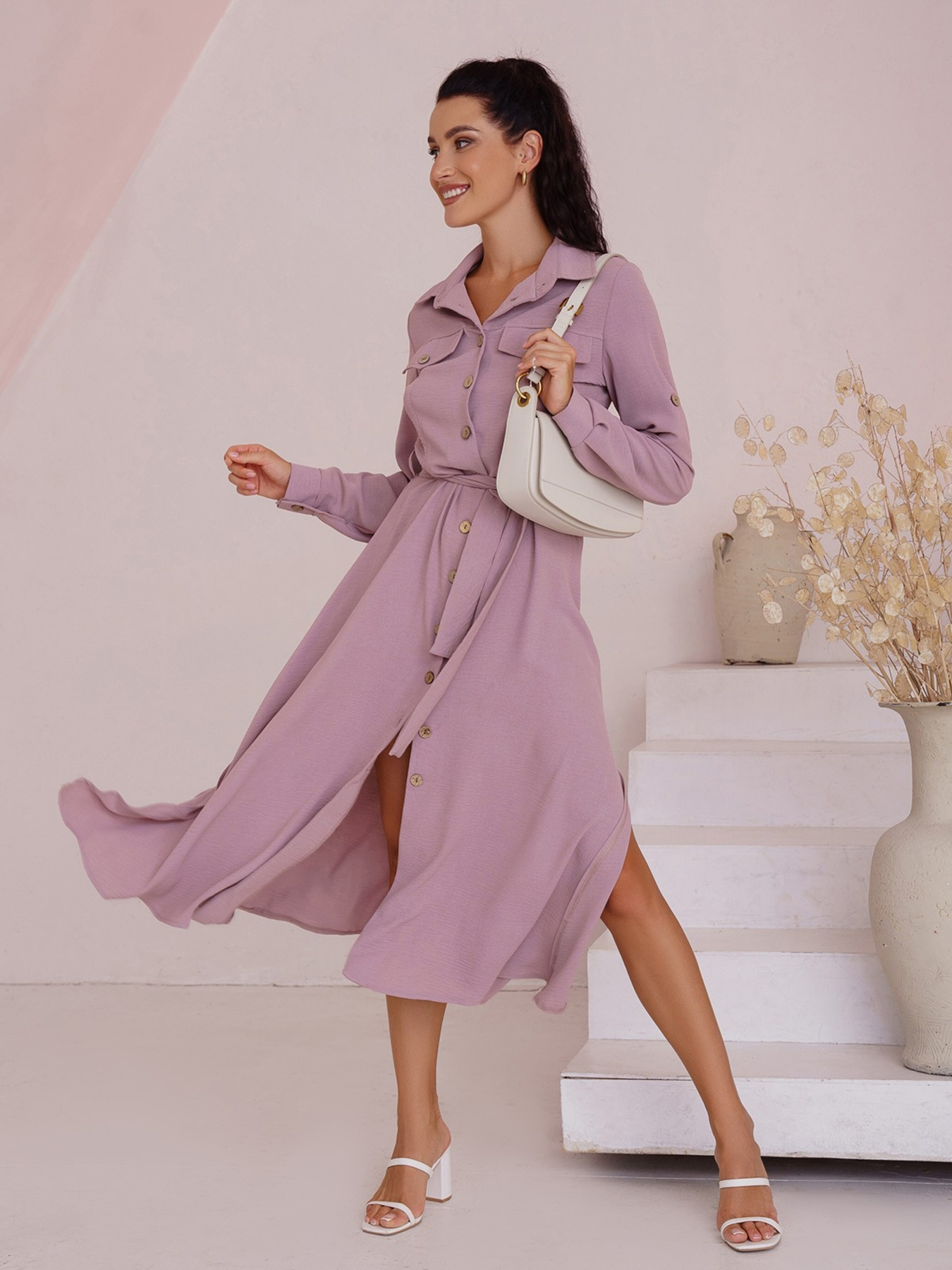 Платье миди ISSA Plus модель SA-418_beige Фото