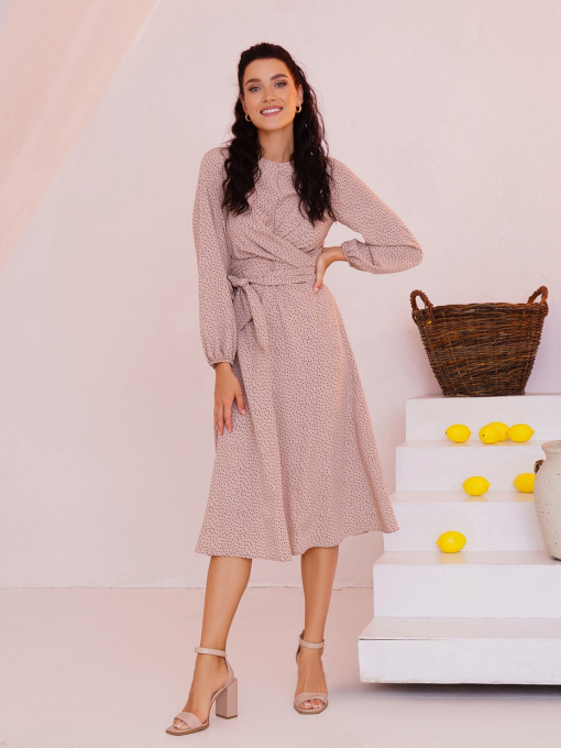 Платье миди ISSA Plus модель SA-397_beige Фото