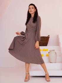 Сукня міді ISSA Plus модель SA-397_brown Фото