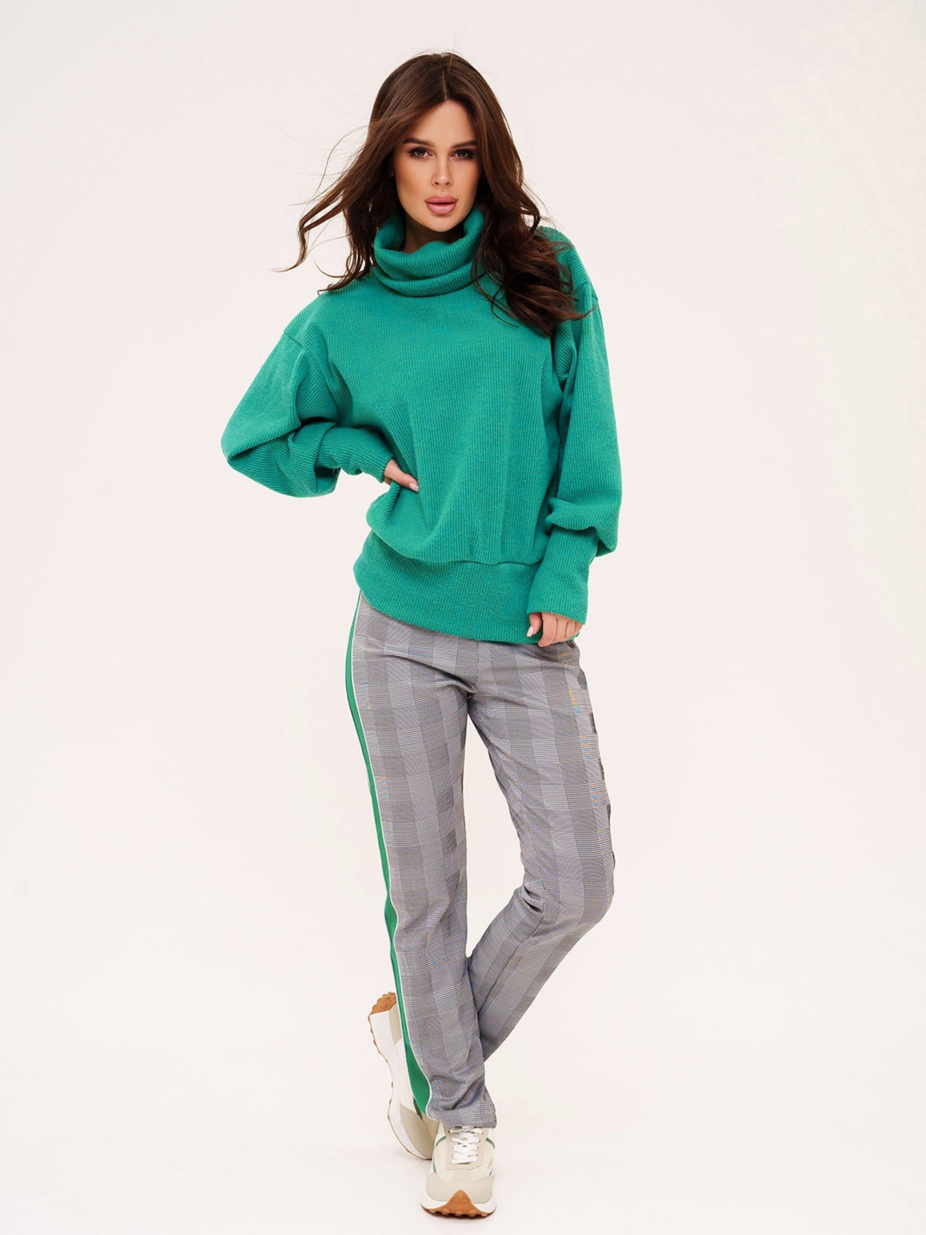 Повседневный костюм ISSA Plus модель 13531_greengrey Фото