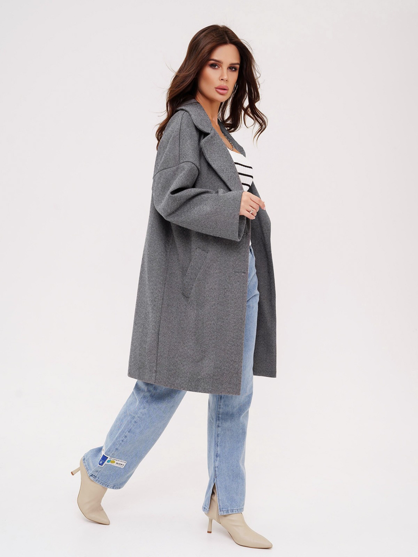 Пальто ISSA Plus модель 13538_grey Фото