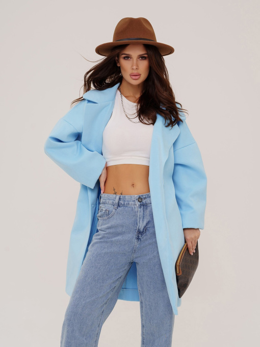 Пальто ISSA Plus модель 13539_голубой Фото