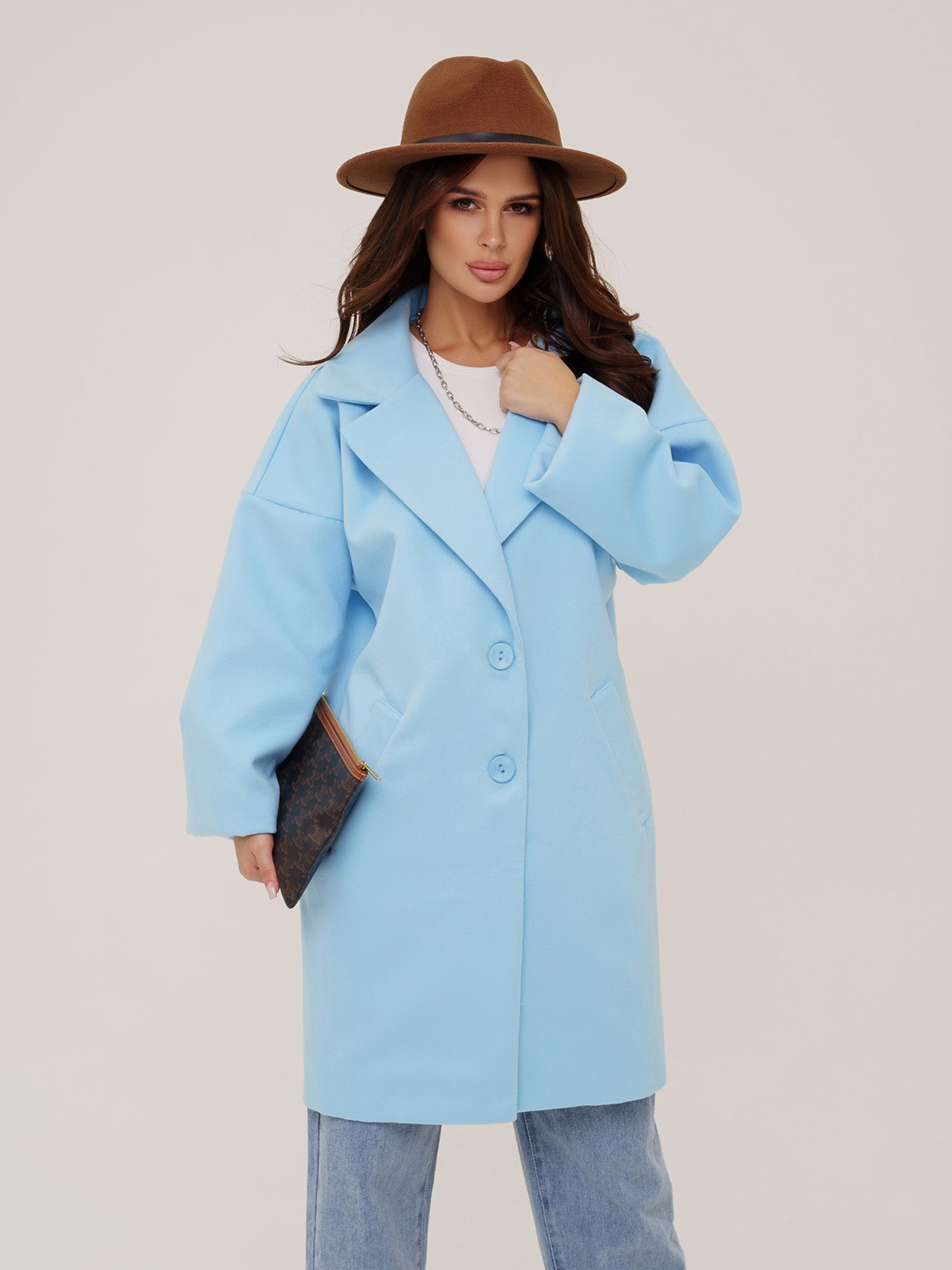 Пальто ISSA Plus модель 13539_голубой Фото