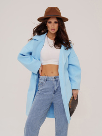 Пальто ISSA Plus модель 13539_голубой Фото