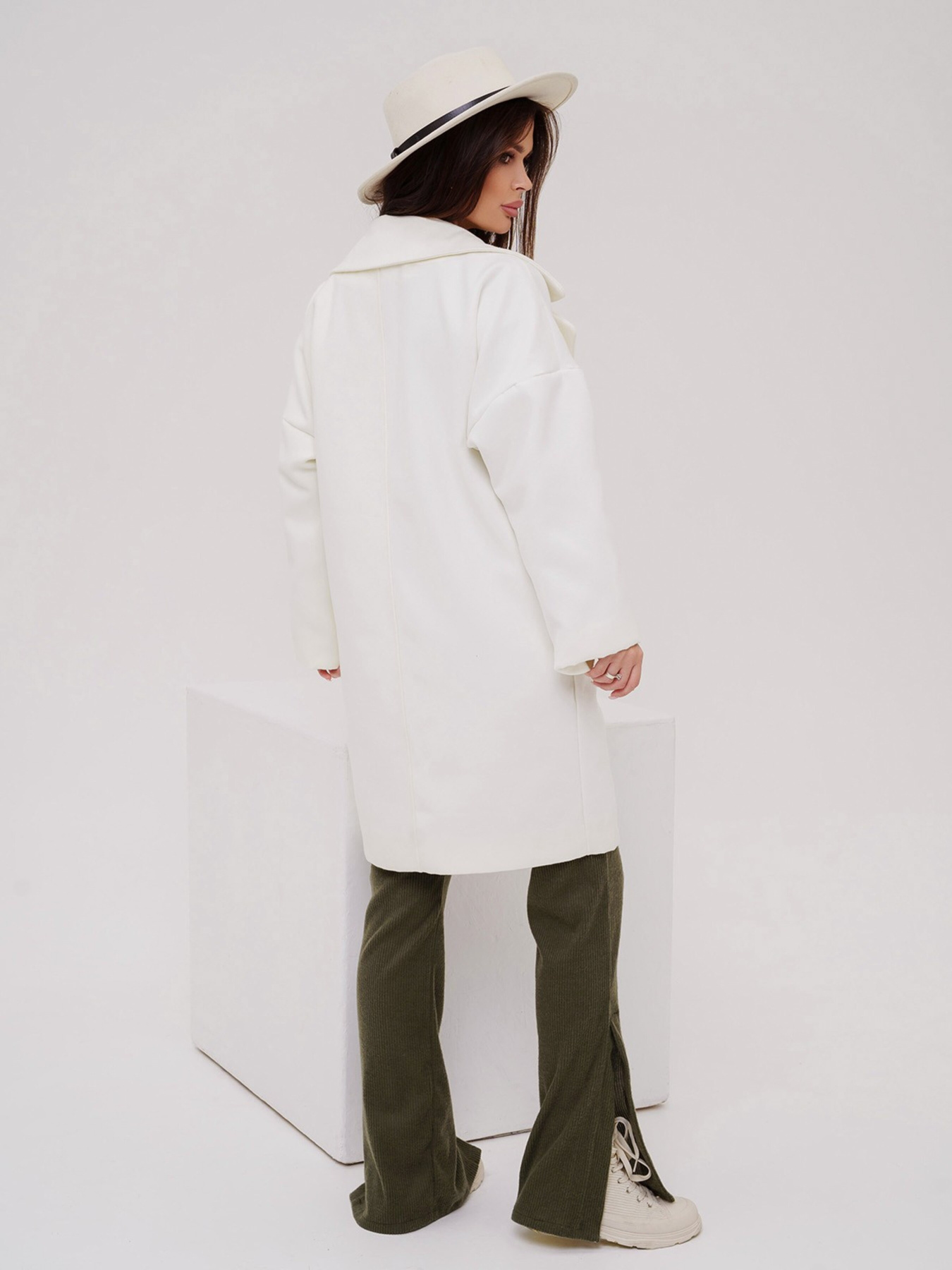 Пальто ISSA Plus модель 13539_молочный Фото