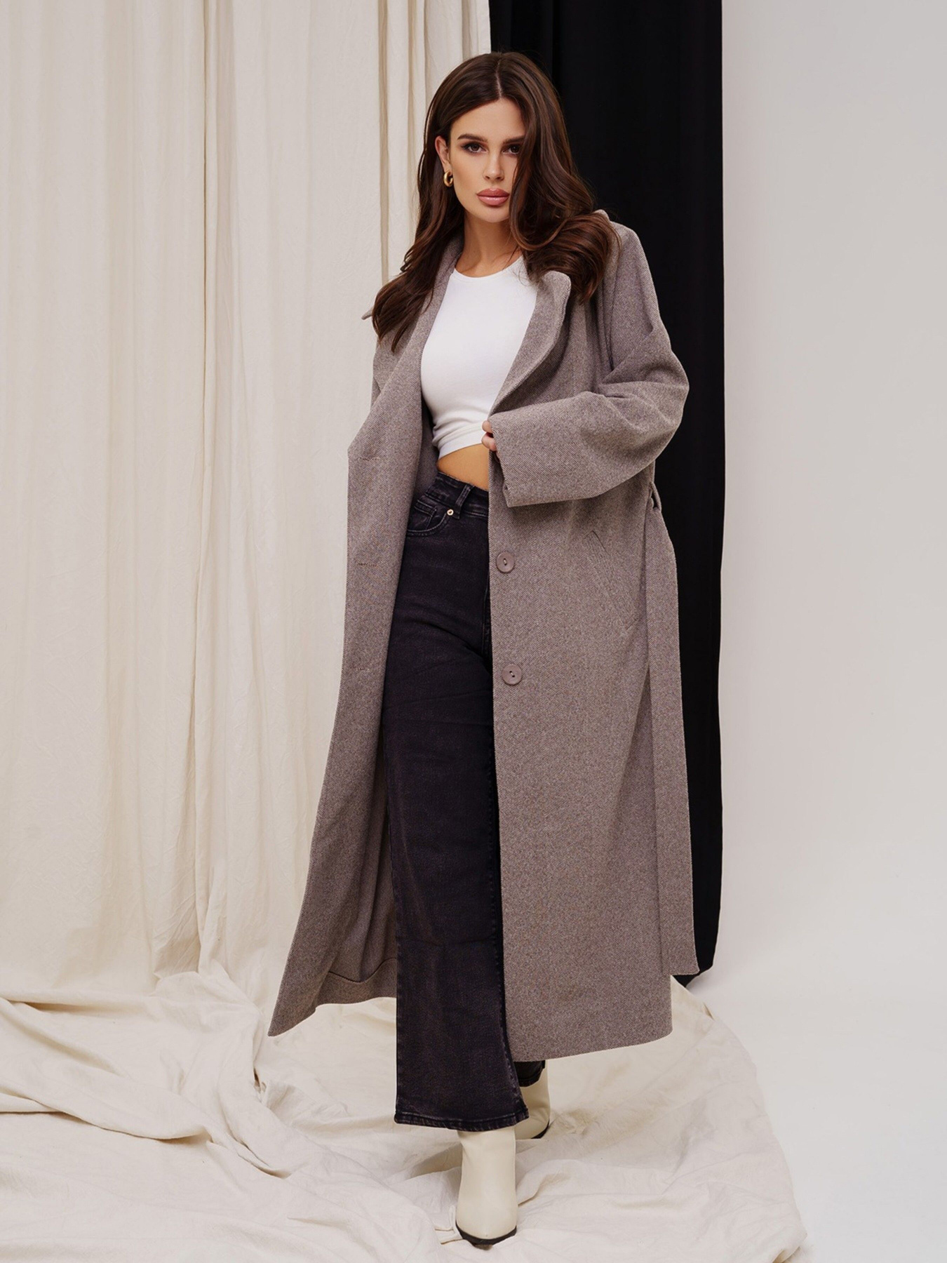 Пальто ISSA Plus модель 13542_brown Фото