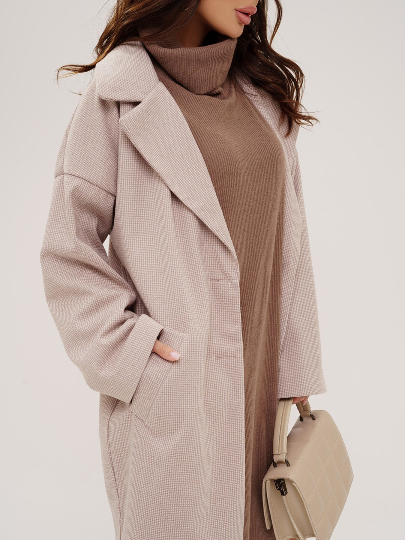 Пальто ISSA Plus модель 13543_beige Фото