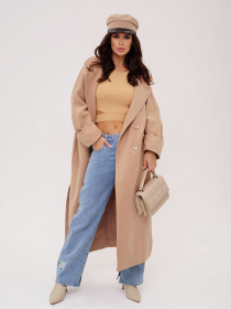 Пальто ISSA Plus модель 13549_beige Фото