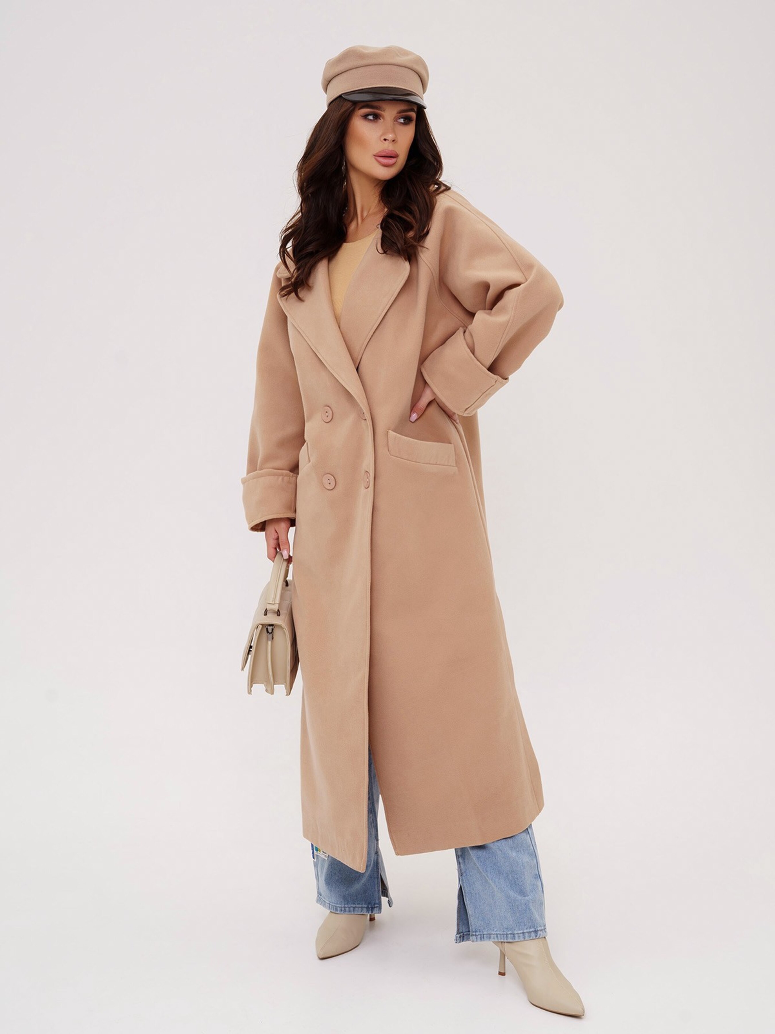Жіноче Пальто ISSA Plus  (13549_beige) колір бежевий, матеріал кашемір