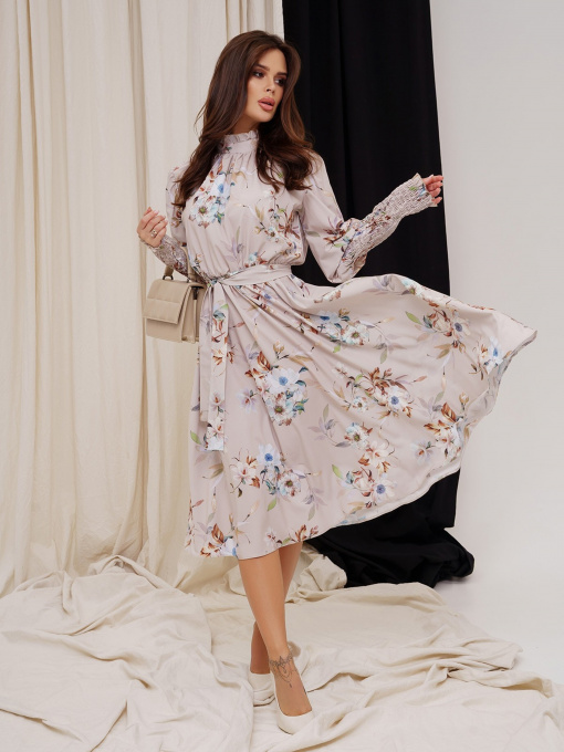 Сукня міді ISSA Plus модель SA-297_beige Фото