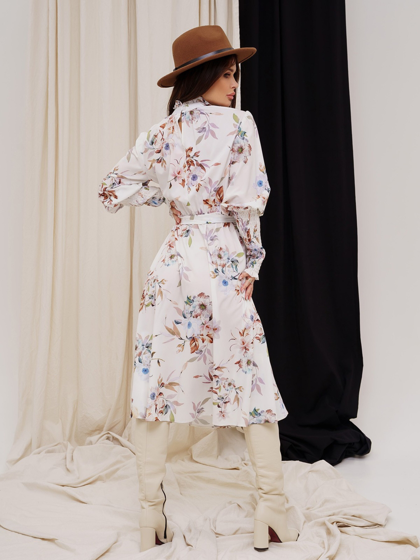 Платье миди ISSA Plus модель SA-297_milky Фото