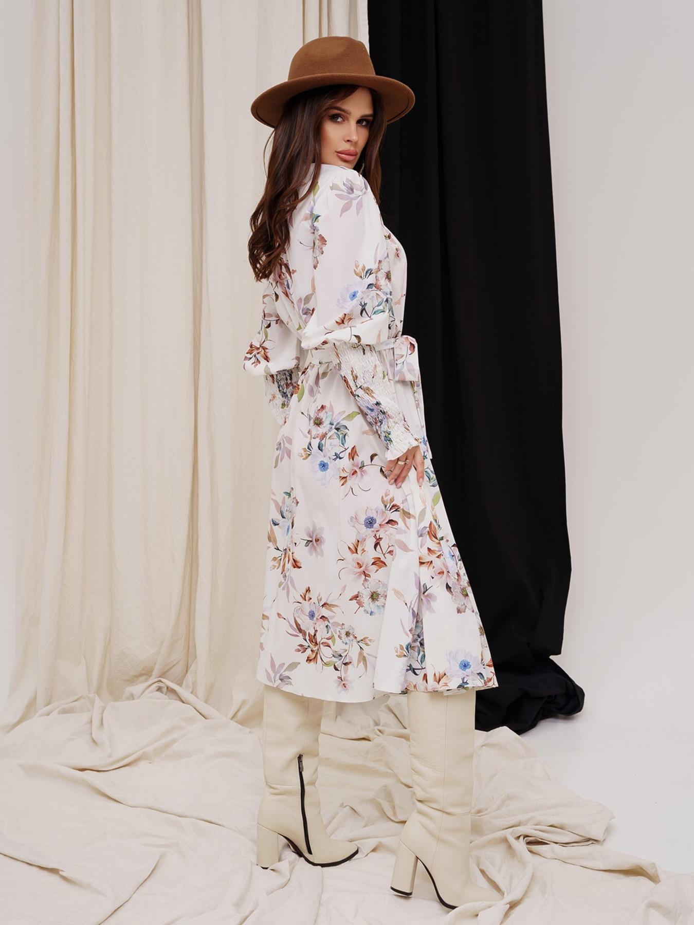 Платье миди ISSA Plus модель SA-297_milky Фото