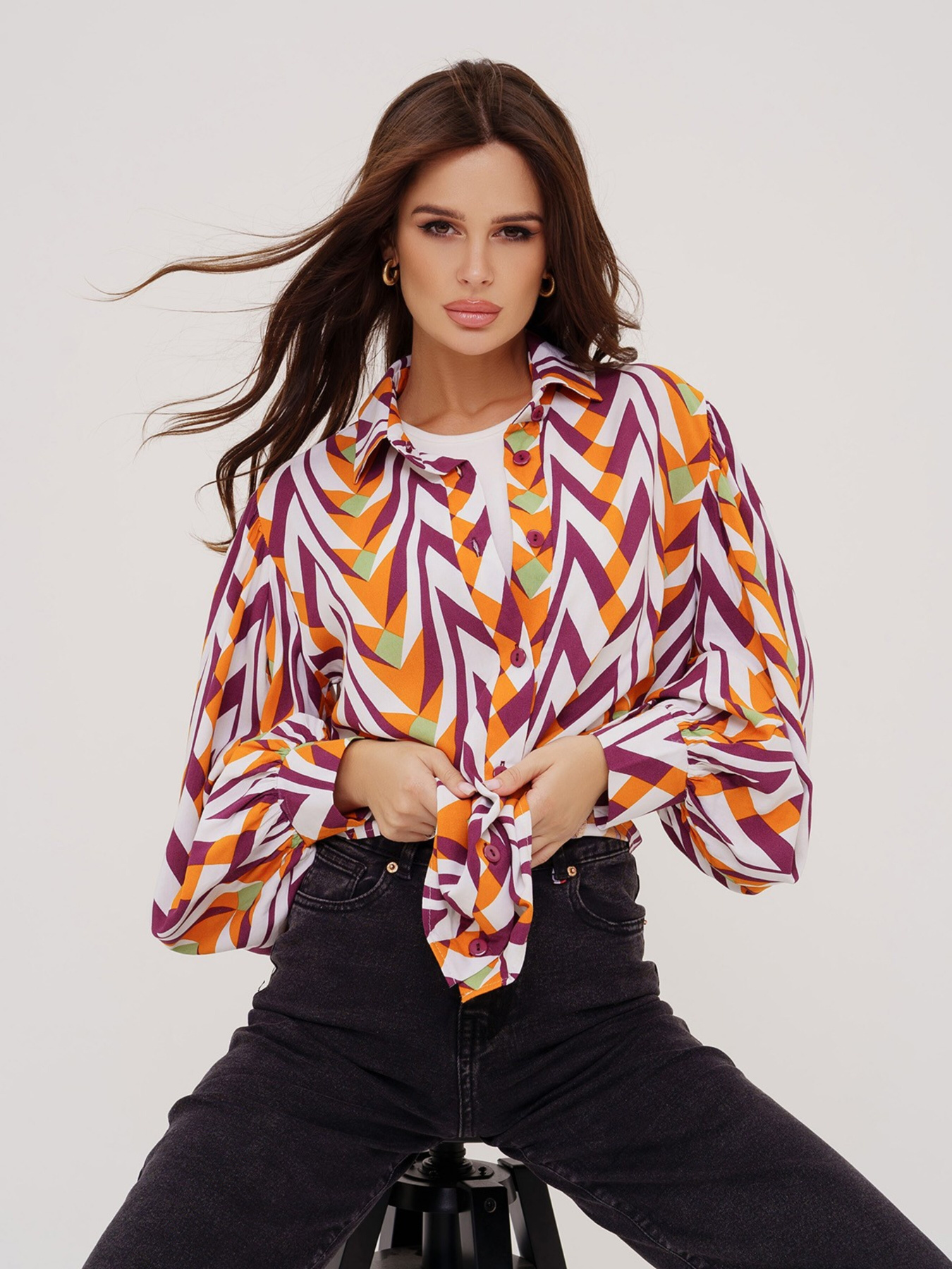 Сорочка ISSA Plus модель SA-423_burgundy Фото