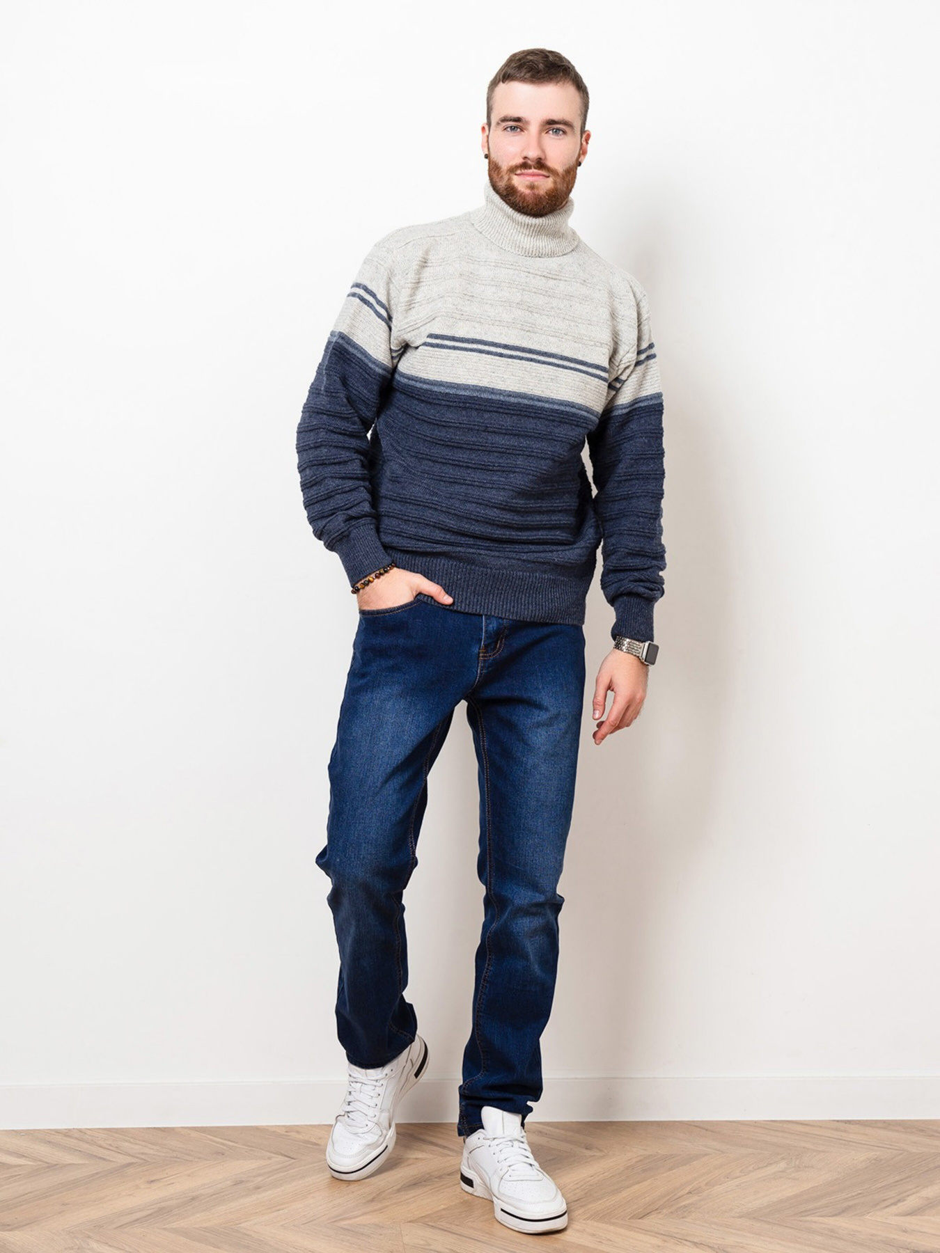 Светр ISSA Plus модель GN4-53_greyblue Фото