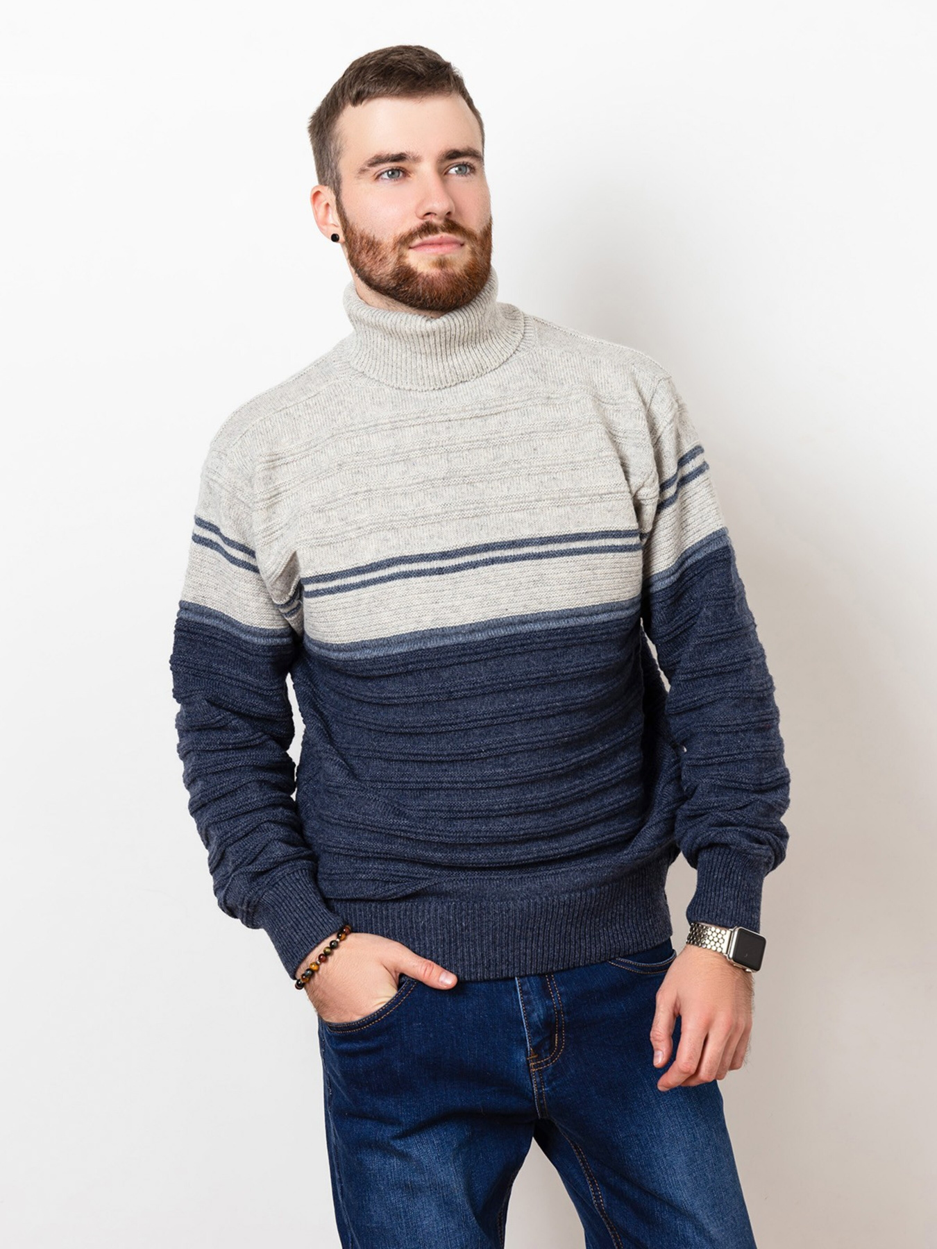 Светр ISSA Plus модель GN4-53_greyblue Фото