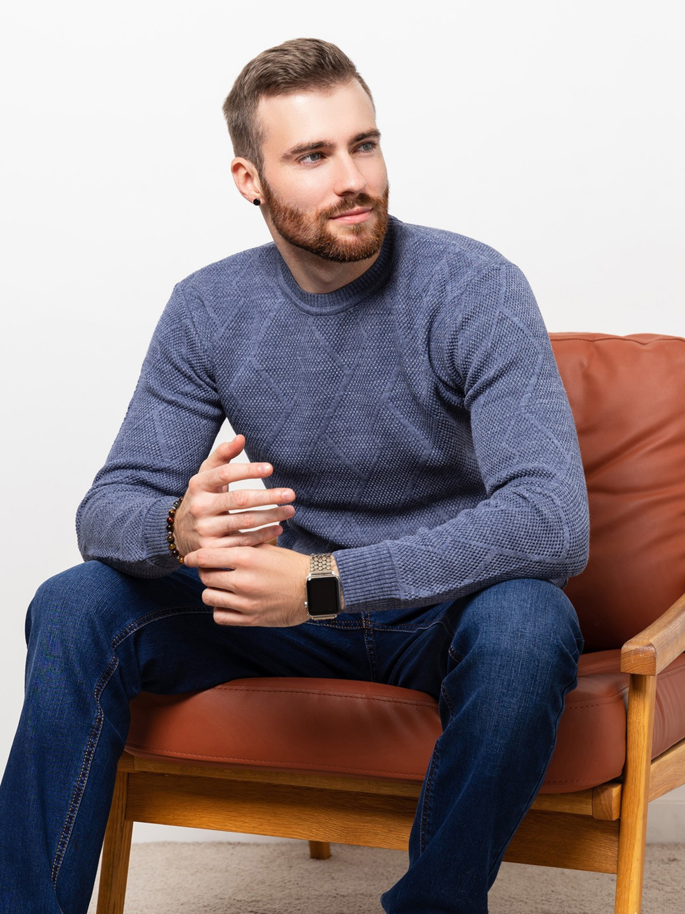 Джемпер ISSA Plus модель GN4-63_blue Джемпер ISSA Plus модель GN4-63_blue Фото